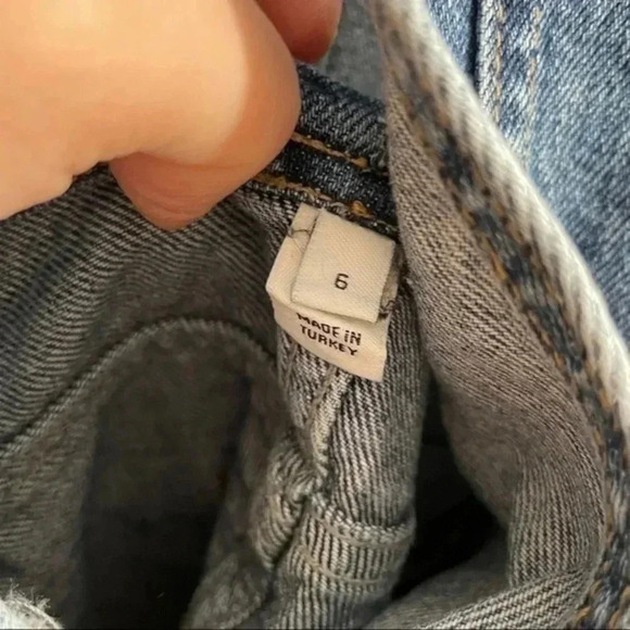 River Island Denim Distressed Overall Dress Size 6 - Picture 6 of 7